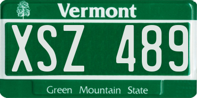 VT license plate XSZ489