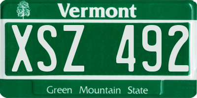 VT license plate XSZ492