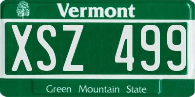VT license plate XSZ499