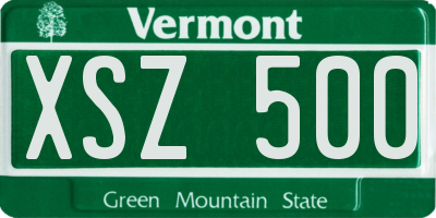 VT license plate XSZ500