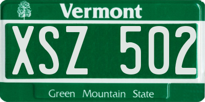 VT license plate XSZ502