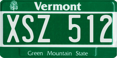 VT license plate XSZ512