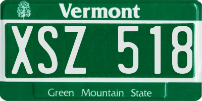 VT license plate XSZ518