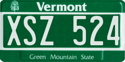 VT license plate XSZ524