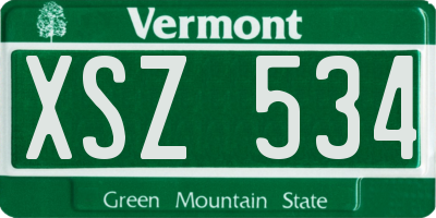 VT license plate XSZ534
