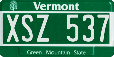 VT license plate XSZ537