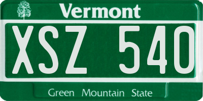 VT license plate XSZ540
