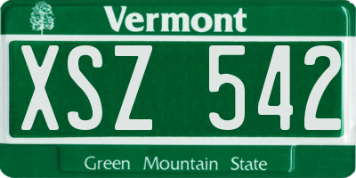 VT license plate XSZ542