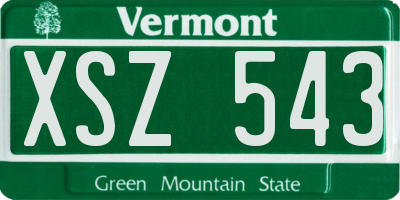 VT license plate XSZ543