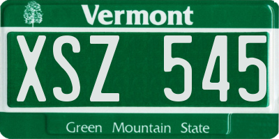 VT license plate XSZ545