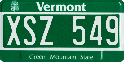 VT license plate XSZ549