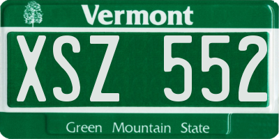 VT license plate XSZ552