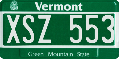 VT license plate XSZ553