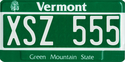 VT license plate XSZ555