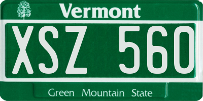 VT license plate XSZ560