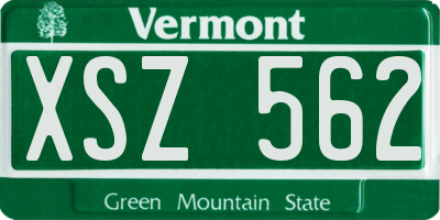 VT license plate XSZ562