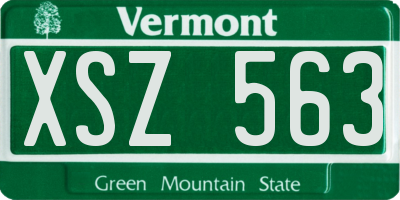 VT license plate XSZ563