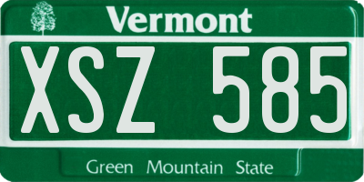 VT license plate XSZ585