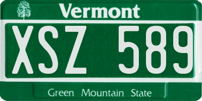 VT license plate XSZ589