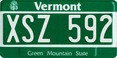 VT license plate XSZ592