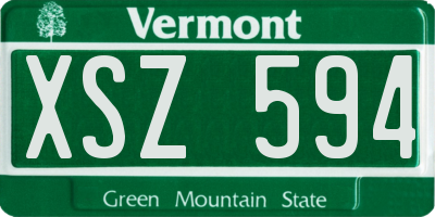 VT license plate XSZ594