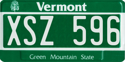 VT license plate XSZ596