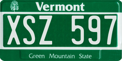 VT license plate XSZ597