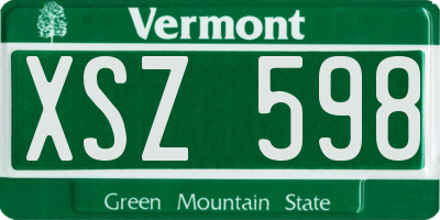 VT license plate XSZ598