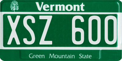 VT license plate XSZ600