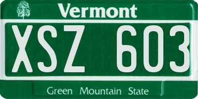 VT license plate XSZ603