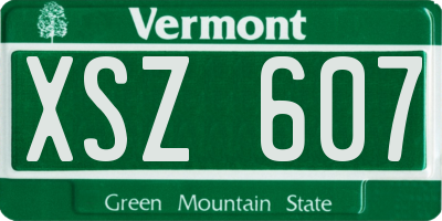 VT license plate XSZ607