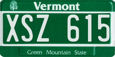 VT license plate XSZ615