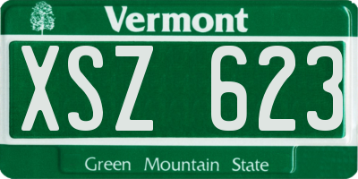 VT license plate XSZ623