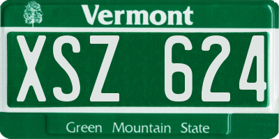 VT license plate XSZ624