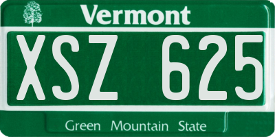 VT license plate XSZ625