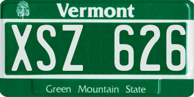 VT license plate XSZ626