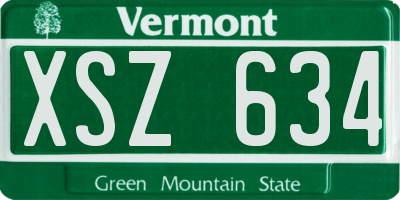 VT license plate XSZ634