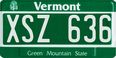 VT license plate XSZ636