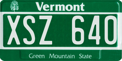 VT license plate XSZ640