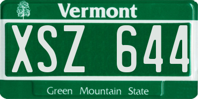 VT license plate XSZ644