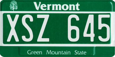 VT license plate XSZ645