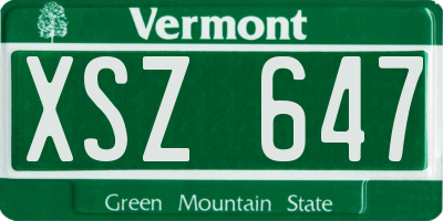 VT license plate XSZ647
