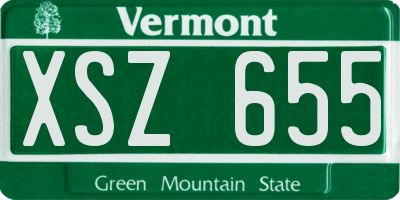 VT license plate XSZ655