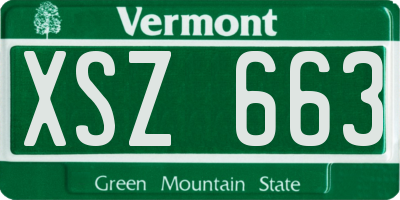 VT license plate XSZ663