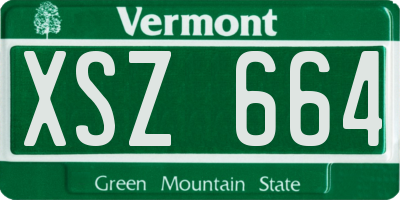VT license plate XSZ664