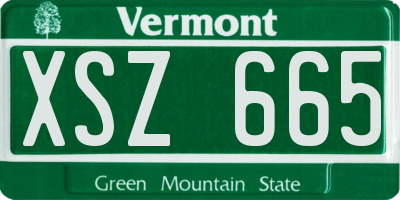 VT license plate XSZ665