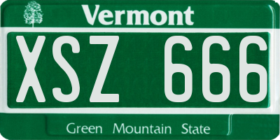 VT license plate XSZ666