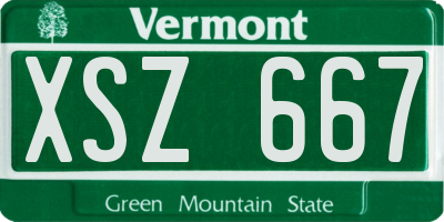 VT license plate XSZ667