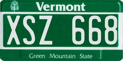 VT license plate XSZ668