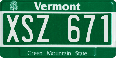 VT license plate XSZ671